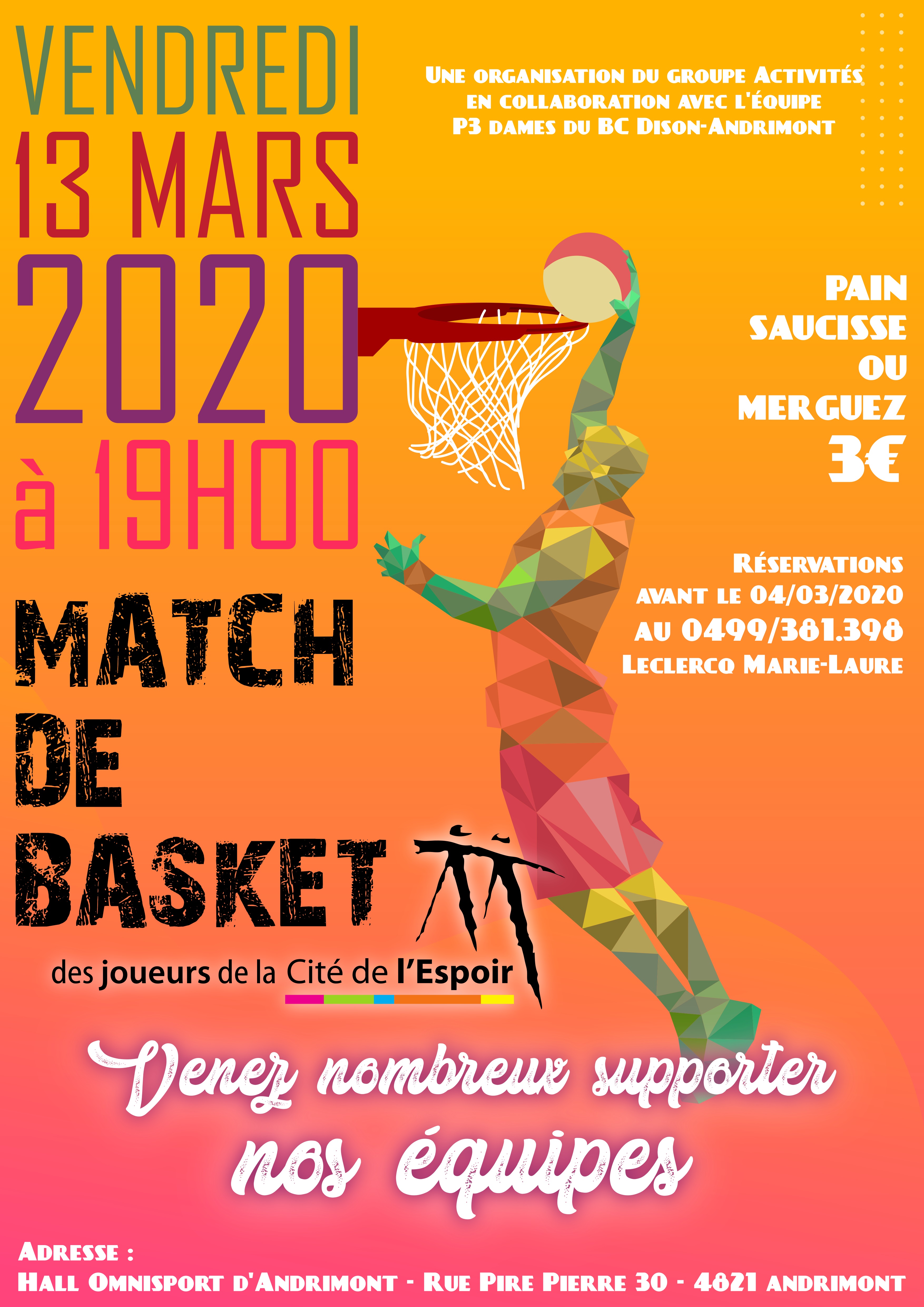 Match de basket 2020 Cité de l'Espoir